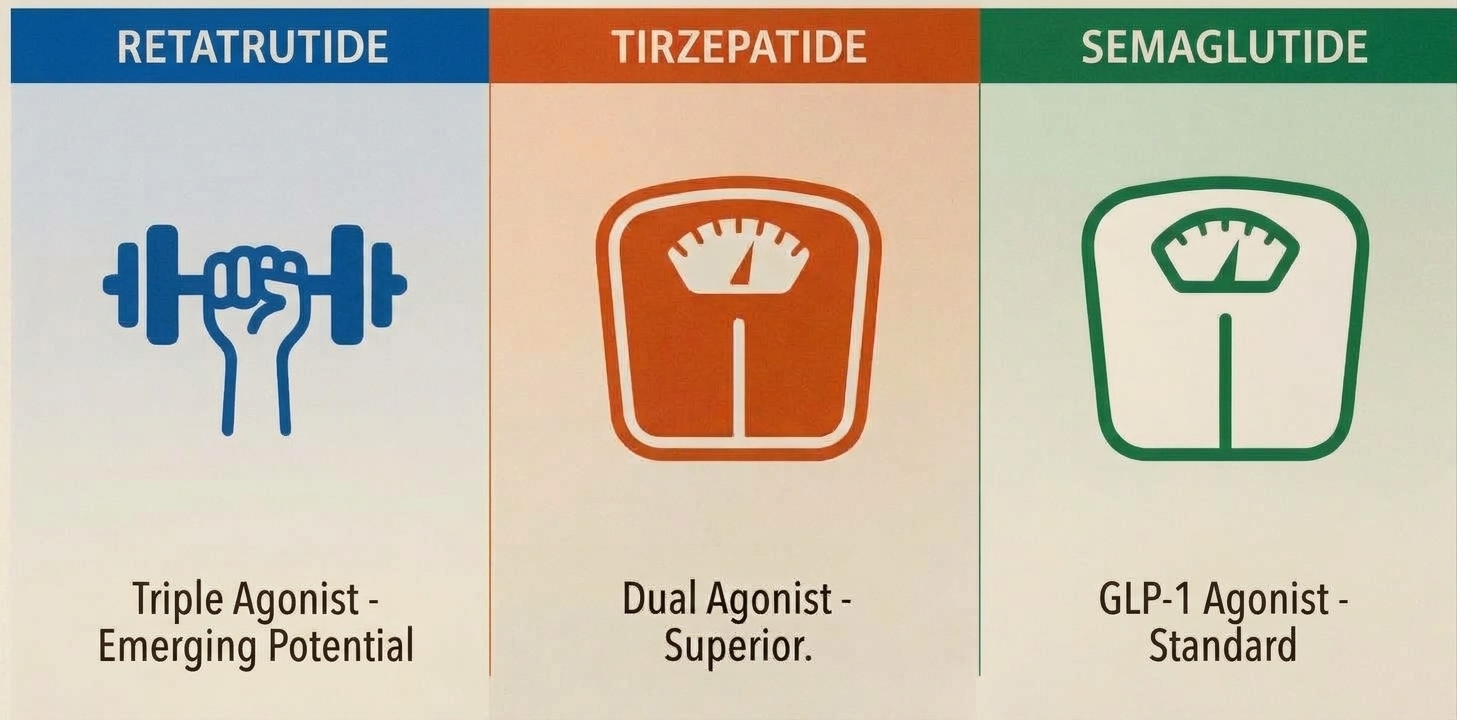 Retatrutide vs semaglutide vs tirzepatide: comparison of GLP-1, GIP and glucagon receptor activity
